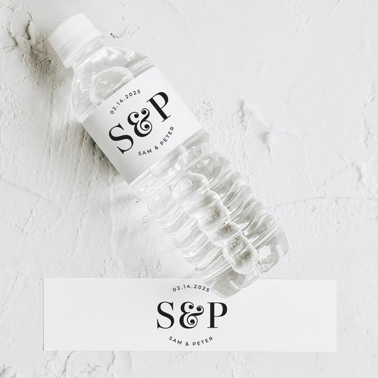 Serif Monogram | Wedding Water Bottle Labels