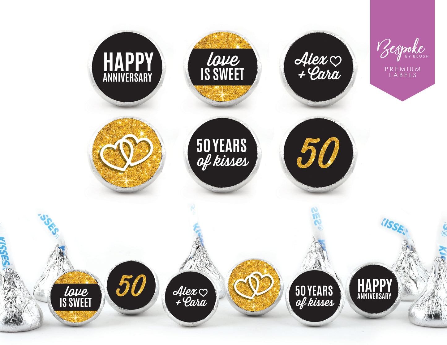 108 Personalized Hershey’s Kisses Stickers | 50th Wedding Anniversary