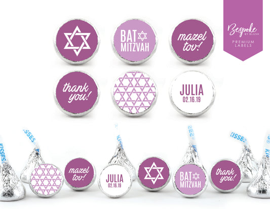 108 Personalized Hershey’s Kisses Stickers | Bat Mitzvah