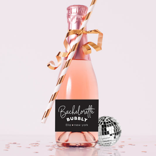 Black Bachelorette Bubbly Labels