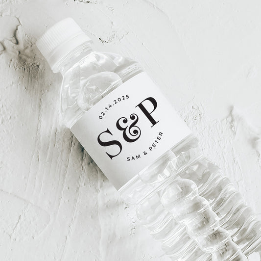 Serif Monogram | Wedding Water Bottle Labels