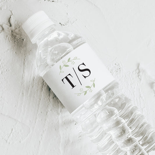 Greenery Monogram | Wedding Water Bottle Labels