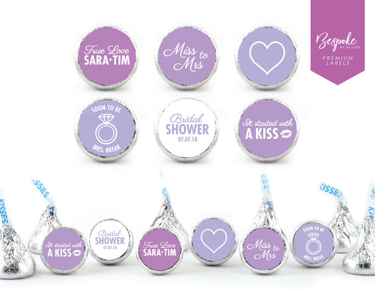 108 Personalized Hershey’s Kisses Stickers | Elegant Bridal Shower