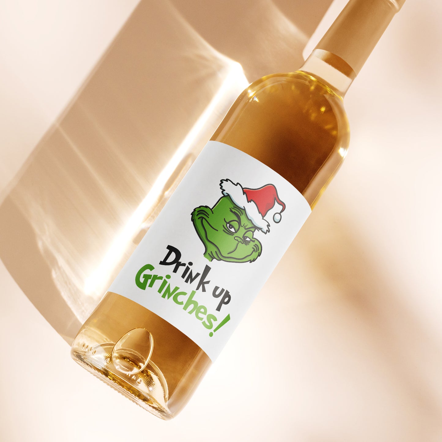 Grinch Christmas Wine Bottle Labels | TWO Design Options