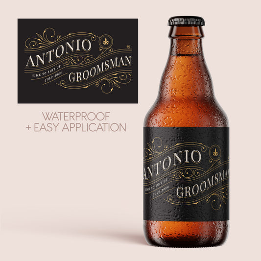 Will You Be My Groomsman / Best Man Liquor Labels | Black