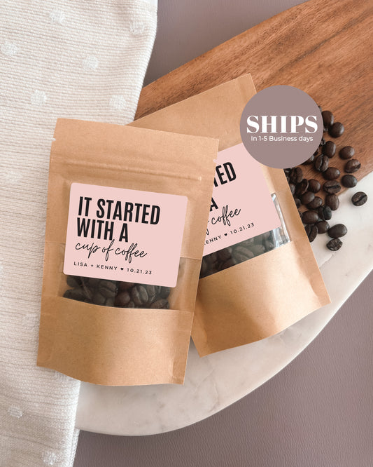 Started With A Cup Of Coffee | Wedding Favour Bags