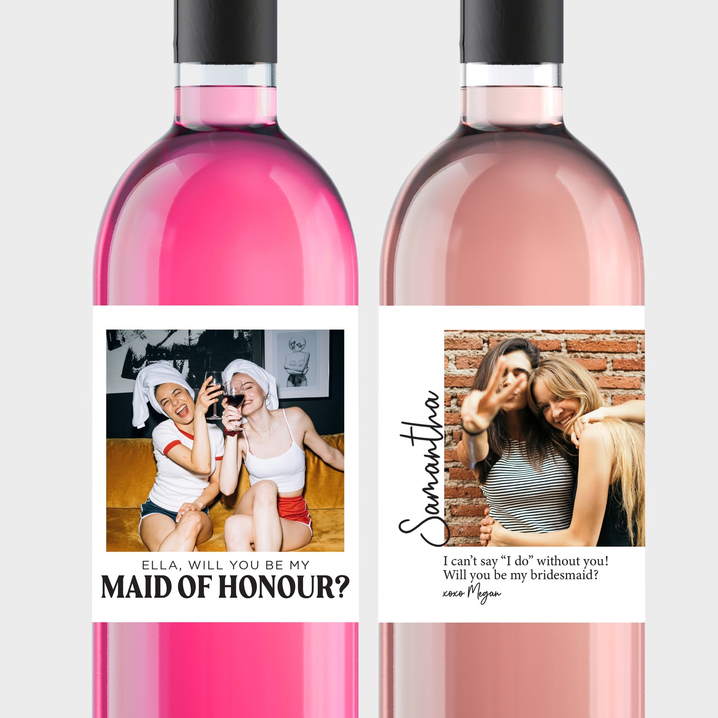 Photo Bridesmaid Proposal Wine Label | TWO Design Options