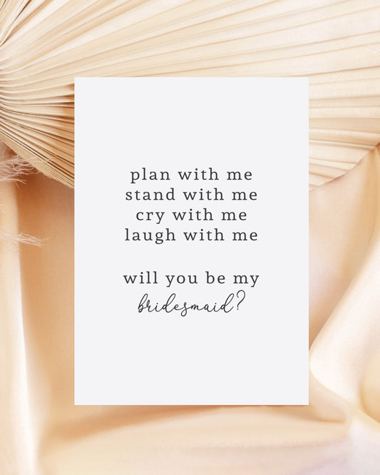 Plan With Me, Stand With Me | Bridesmaid Proposal Card