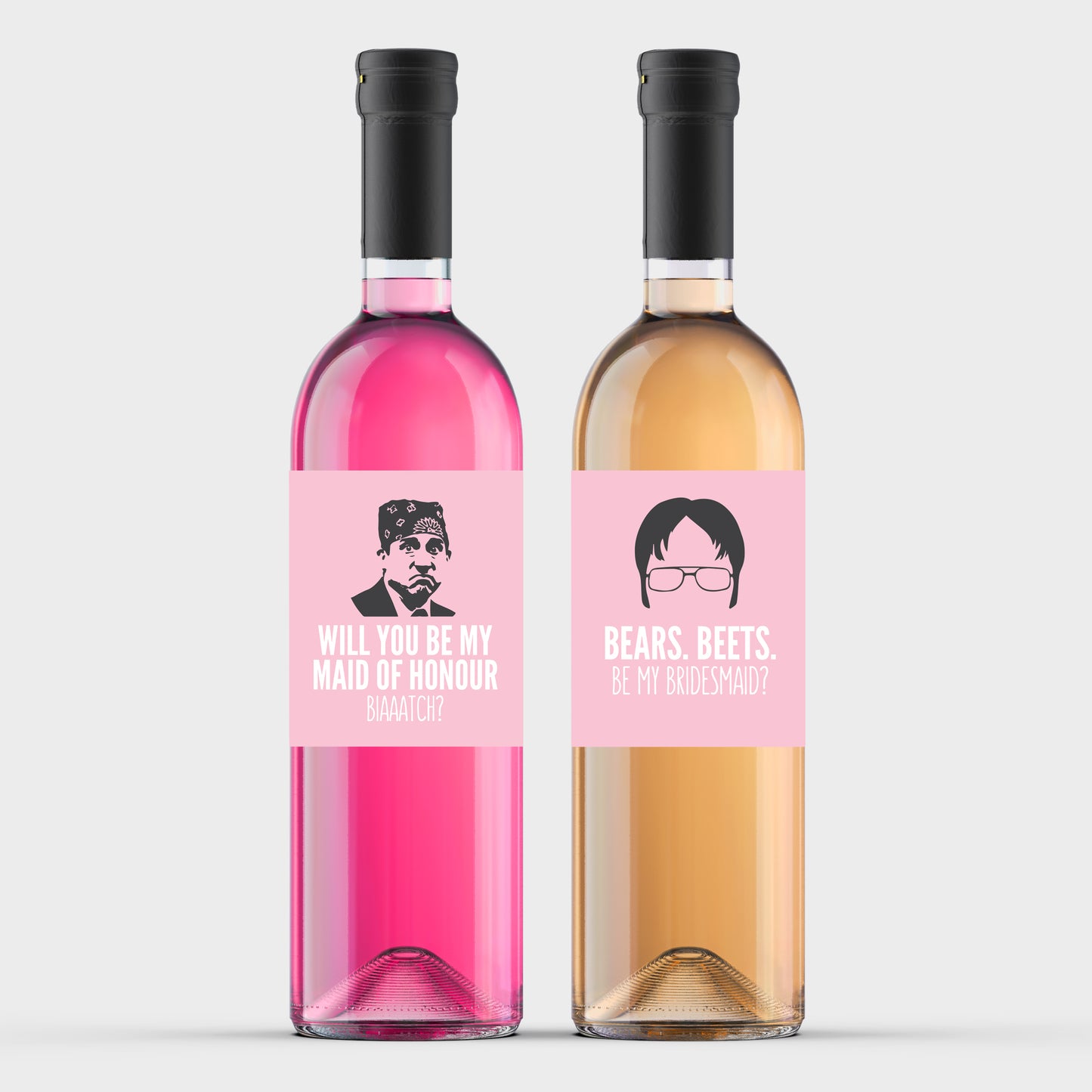 The Office Bridesmaid Proposal Wine Bottle Labels | TWO Design Options