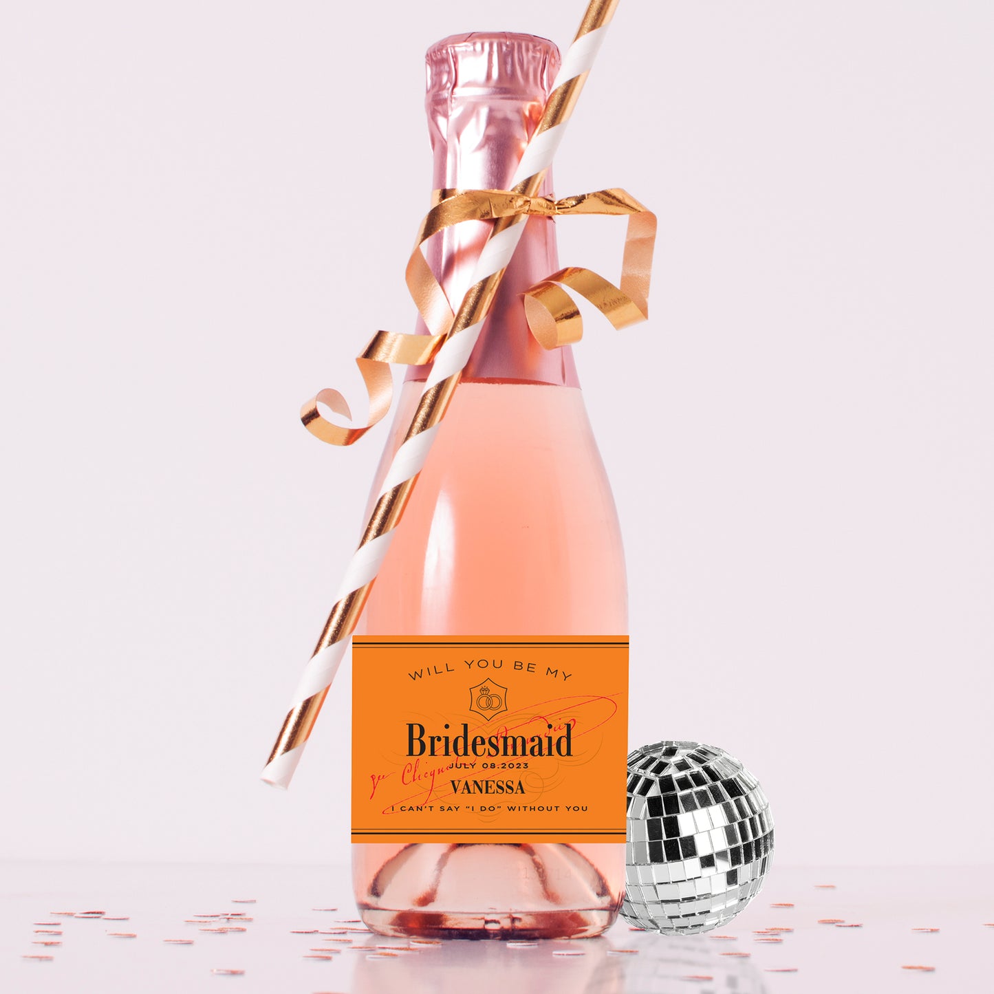 "Veuve Clicquot" Bridesmaid Proposal Bubbly Labels