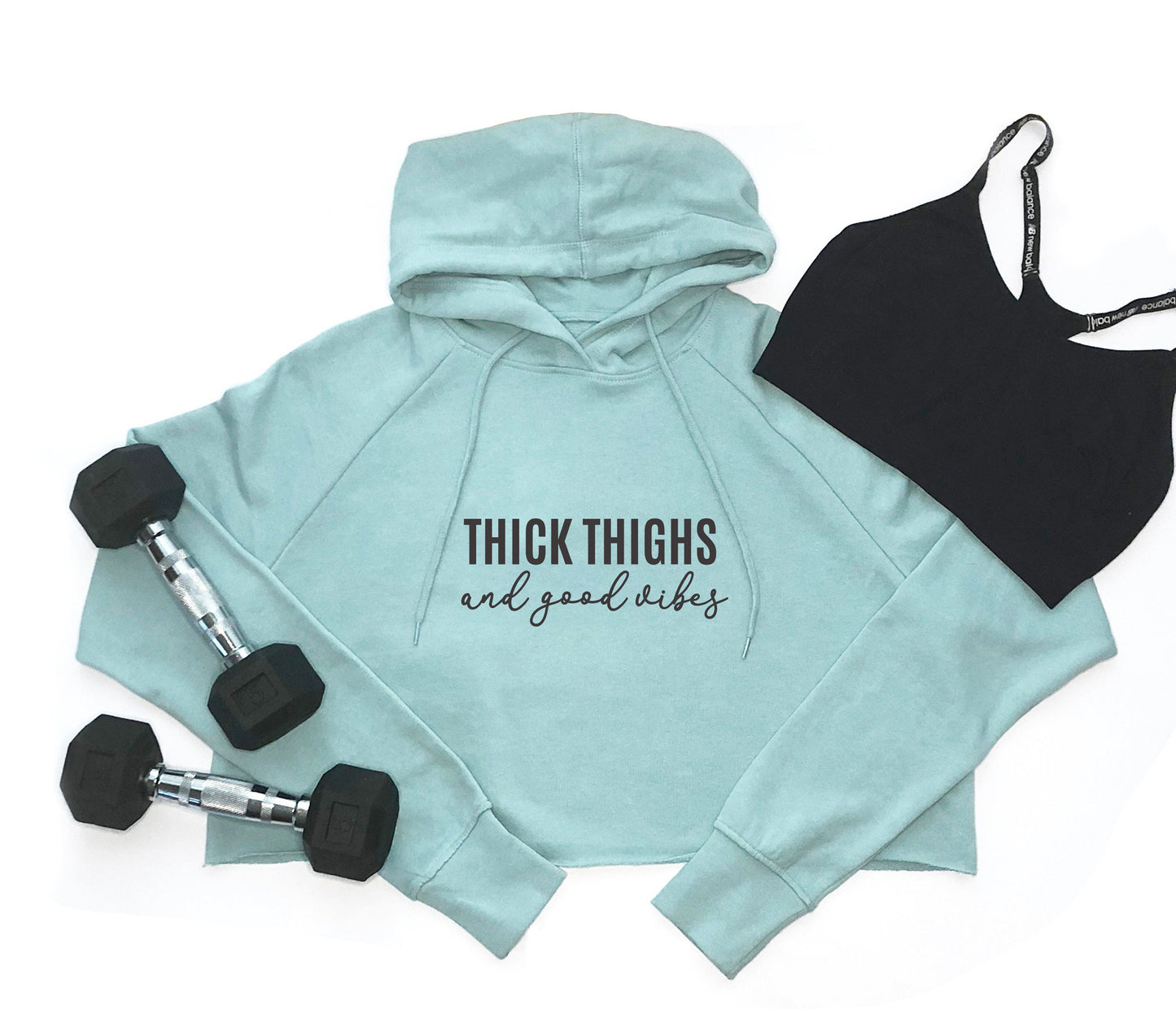 Thick Thighs & Good Vibes | Cropped Women's Hoodie