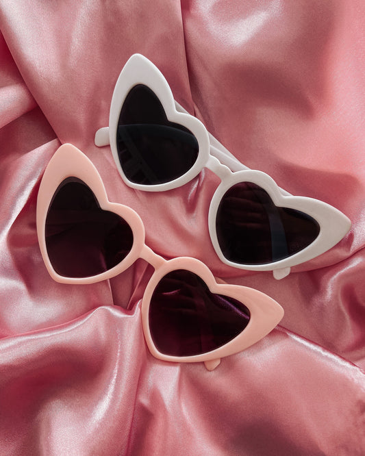 Retro Heart Sunglasses | Pink & White